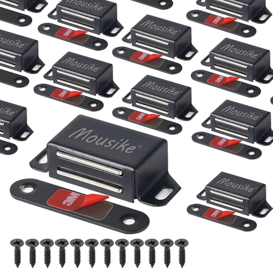 Mousike Cabinet Magnets 30lb Black Door Magnets with Strong Magnetic for Kitchen Cupboard Wardrobe Closet Cabinet Door Drawer Latch 16 Pack
