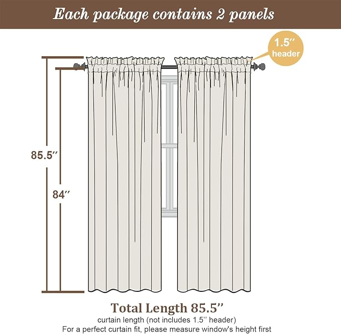 Chyhomenyc Burnt Orange Sheer Curtains 84 Inch Length 2 Panels, Light Filtering Soft Airy Voile Rod Pocket Sheer Window Drapes for Bedroom Living Room, Each 42Wx84L Inches