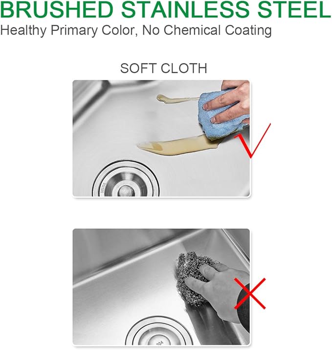 20x16x9 Inch Drop in Kitchen Sink, Handmade 304 Stainless Steel Single Bowl with 2 Holes, R10 Tight Radius, Topmount Installation, for Modern Kitchen/RV Sink, Brushed