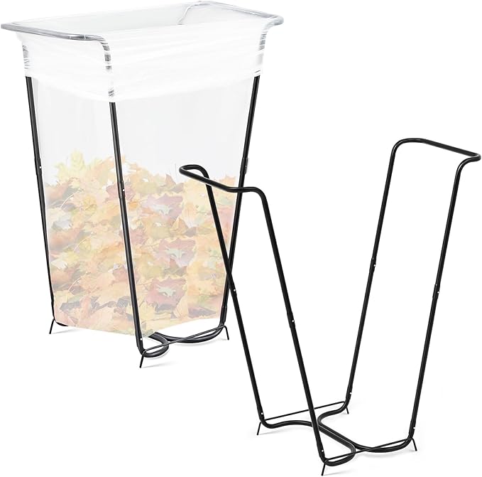 Gisafai 2 Pieces Metal Leaf Bag Holder Stand Portable Trash Bag Holder Frame Outdoor Holds 30-45 Gallons for Garden Garbage Lawn Yard Camping Leaves