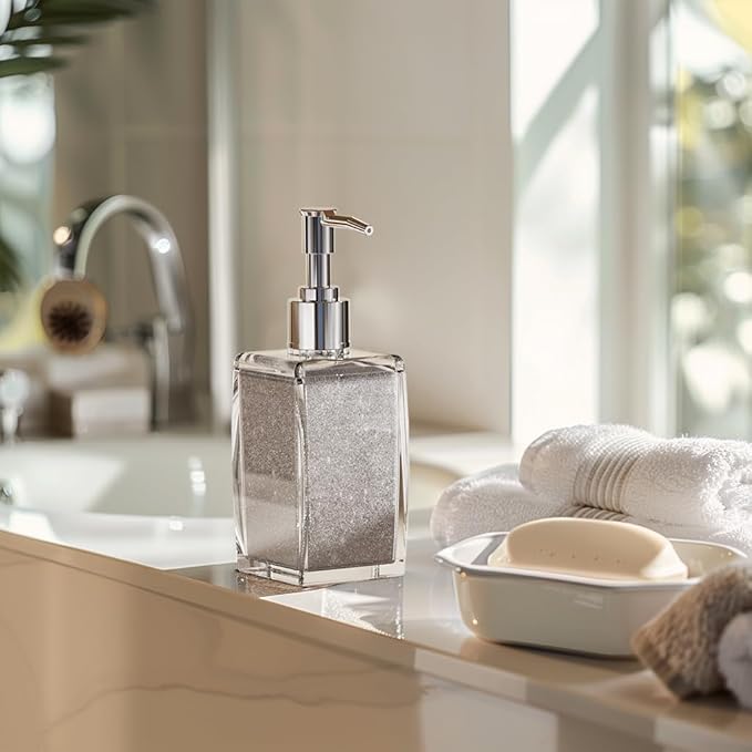 Purple Soap Dispenser with Refillable Plastic Pump for Bathroom Sink or Kitchen Counter, Ideal for Hand Soap, Liquid Soap, Dish Soap, or Lotion Use