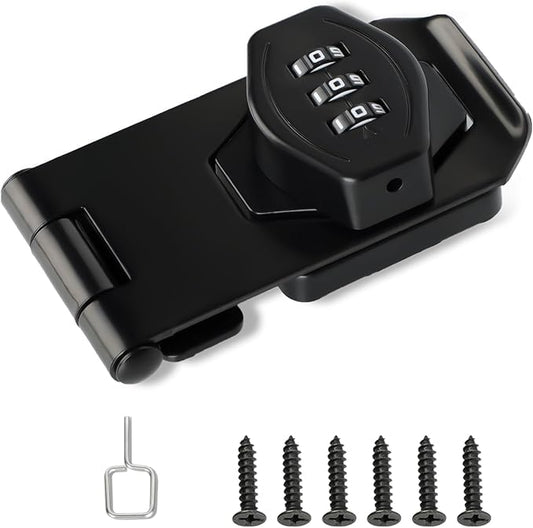 Password Rotary Hasp Locks, Digit Combination Lock Door Security Slide Latch Door Lock for Drawers, File Cabinets, Cabinets, Interior Doors, Barns, Garage Doors, Fence (4 Inch)