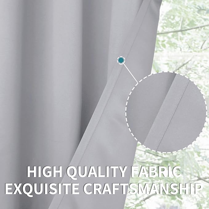 BGment Light Grey Blackout Curtains 30 Inches Long for Kitchen Cafe Window - Half Window Drapes with Rod Pocket Small Curtain Privacy for Rv Camper Bathroom, 2 Panels, 34 x 30 Inch