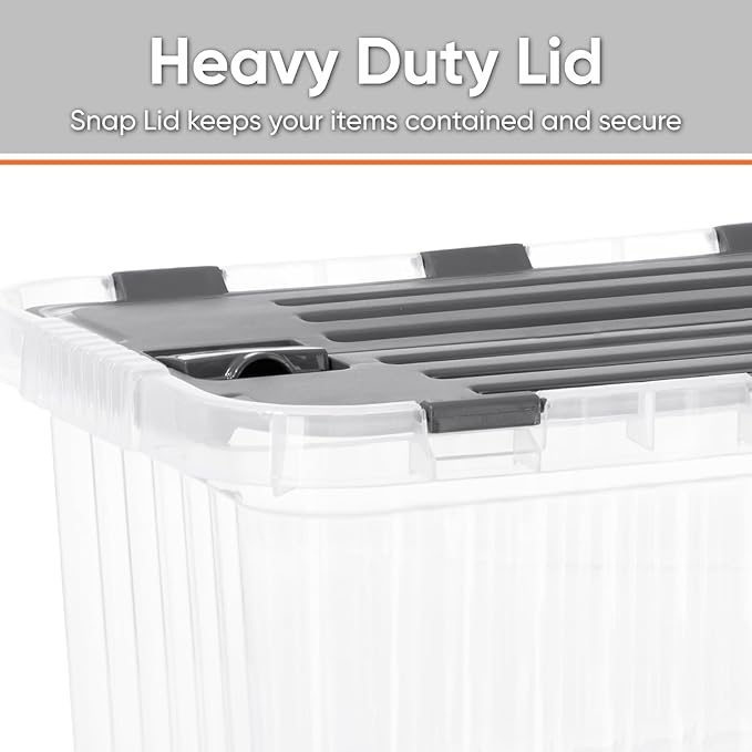 Superio Storage Bins with Lids, Clear Plastic Containers for Organizing, Stackable Totes, BPA Free, Odor Free, Organizer Boxes for Home, and Dorm (2 Pack, 15"x10"x7")