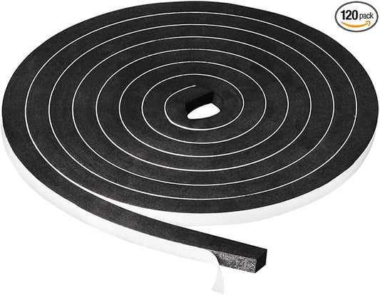 Window Foam Seal Tape 1/2Inch Wide X 1/2Inch Thick, High Density Self Adhesive Weather Stripping Insulation Door Foam Tape,10 Feet Long