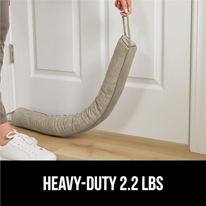 GORILLA GRIP Door Draft Stopper for Bottom of Doors, Weather Stripping Seal Blocks Hot Air, Noise, Bugs, Keeps Cold AC in, Sound Proofing Easy Install Gap Filler, Home Essentials, 32 Inch, Beige
