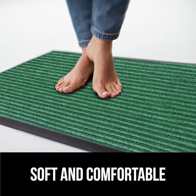 GORILLA GRIP Traffic Guard Door Mat, Heavy Duty Welcome Mats, Commercial Office Space Doormat, Waterproof, Fade Resistant, Strong Rubber Backing, Low Profile, Shoe and Boot Scraper, 35x23, Green