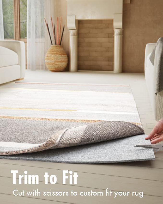 Non Slip Rug Pad Gripper - 2.6x14 Feet 1/8” Extra Thick Felt Under Rug for Runner Rugs and Hardwood Floors,Super Cushioned Non Skid Carpet Padding