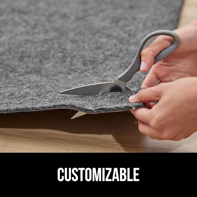 GORILLA GRIP Felt and Natural Rubber Stay in Place Slip Resistant Rug Pad, 1/8in Thick, 6x9 FT Protective Padding Under Area Rugs, Cushioned Gripper Pads, Carpet Runners, Hardwood Floors Protection