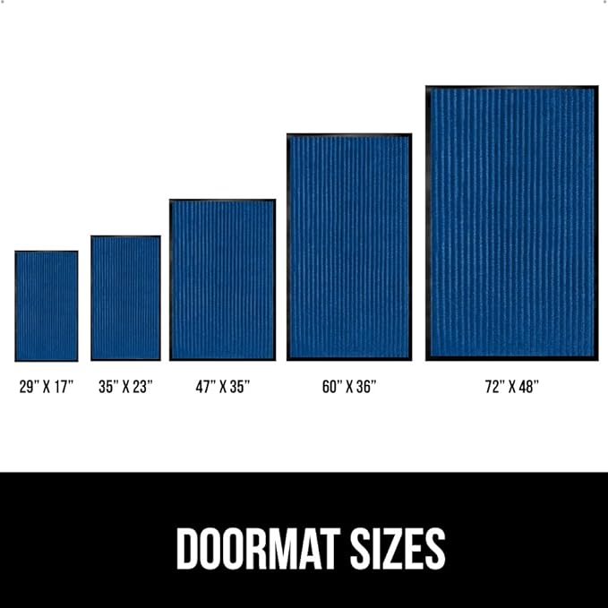 GORILLA GRIP Traffic Guard Door Mat, 2 Pack, Heavy Duty Waterproof Doormat, Commercial Office Space Welcome Mats, Stain and Fade Resistant, Low Profile, Strong Rubber Backing, 29x17, Blue