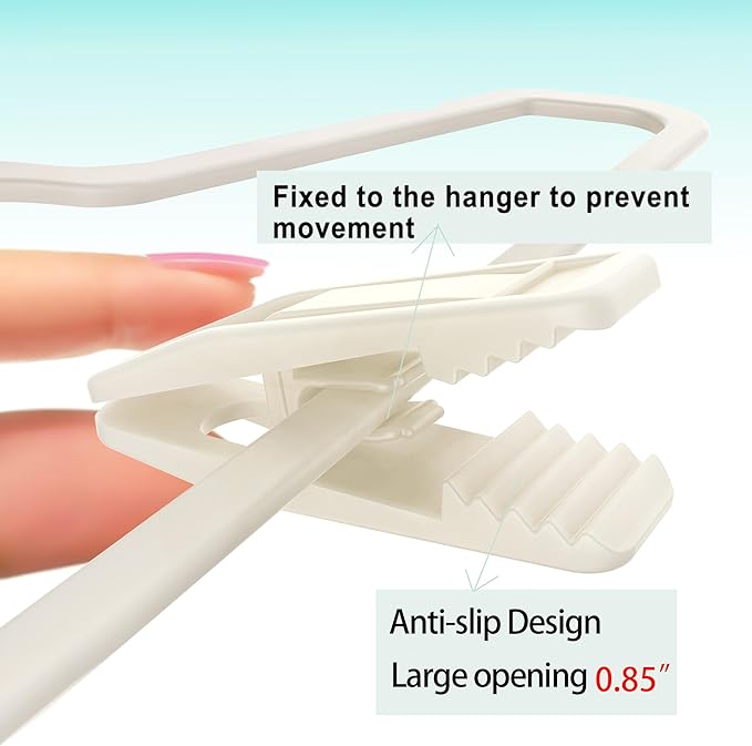 Hanger Clips Perfect for Velvet Hangers (Beige, 20 PCS), Strong Plastic Clips Pant Skirt Hanger Clips for Beige Flocking Felt Hangers