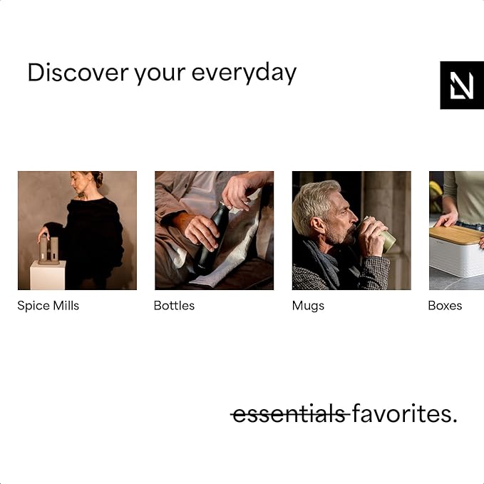 LARS NYSØM Stainless Steel Insulated Water Bottle 12oz 17oz 25oz 34oz 51oz | Insulated Thermo Flask for Hot and Cold Beverages | Leakproof Drinking Bottle (Carbon Black, 25.4oz)