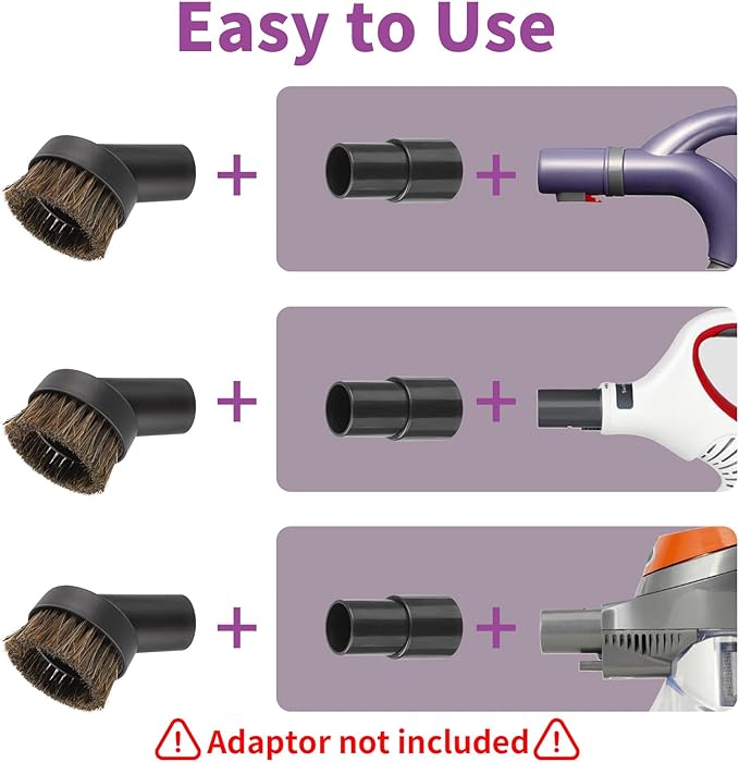 2Pcs 25mm Soft Horsehair Vacuum Dusting Brush, Universal Vacuum Brush Attachments for Shark Vacuum Cleaner and Shop Vac Vacuum and for Most Household Vacuum Cleaners Accessories