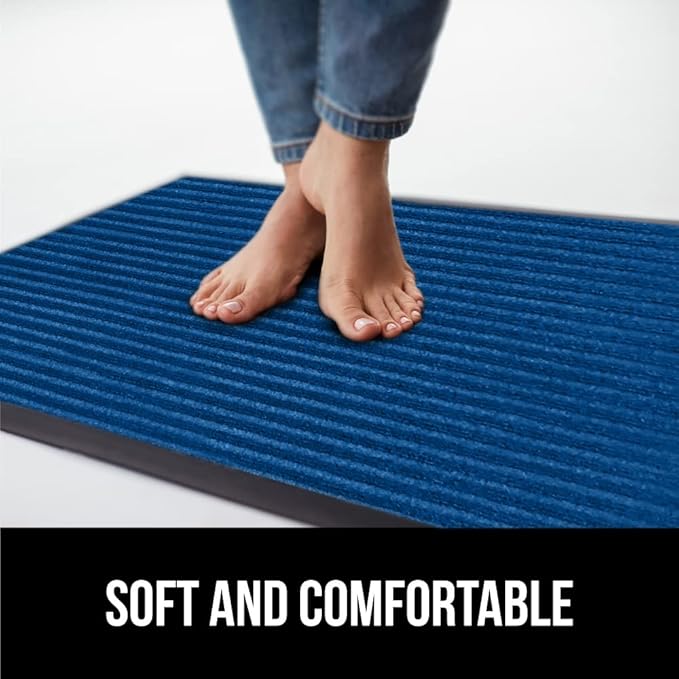 GORILLA GRIP Traffic Guard Door Mat, 59x24, Heavy Duty Welcome Mats, Commercial Office Space Doormat, Waterproof, Fade Resistant, Strong Rubber Backing, Low Profile, Shoe and Boot Scraper, Blue