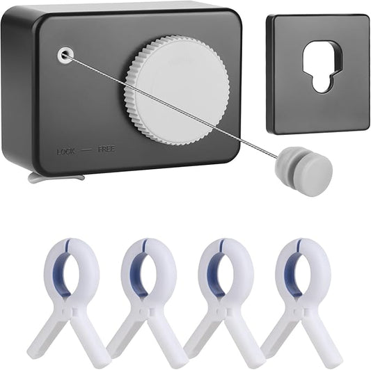 Retractable Clothesline Indoor/Outdoor, Anti-Sag for Drying Clothes Line Retracting Indoor/Outdoor, We Equipped This 13.8 Fts Laundry line Retractable with 4 Large Clips
