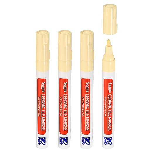 PATIKIL Grout Pen, 4 Pack Beige Tile Marker Waterproof Grout Sealer Pen Tile Repair Pens Paint Pens for Wall Floor Bathroom Kitchen Refresh
