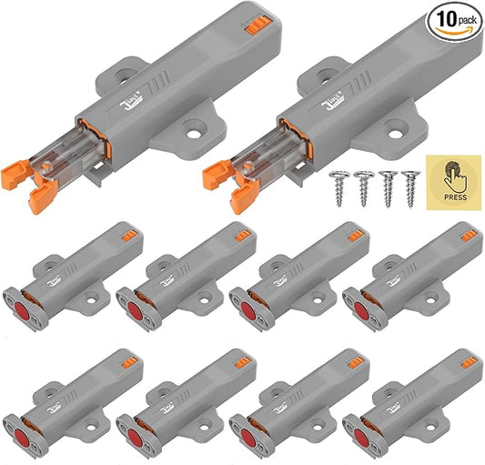 Push to Close Cabinet Latch, Jiayi 10 Pack Push Open Hardware, Cabinet Press Out Latch for Door, Non-Magnetic RV Drawer Closure, Heavy Duty RV Door Catch, Touch Latch for Kitchen