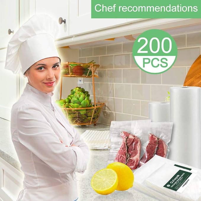 O2frepak 200 Gallon Size11" x 16" Vacuum Sealer Bags with BPA Free and Heavy Duty, Vacuum Seal Food Sealer Bags,Great for Food Storage Vaccume Sealer PreCut Bag