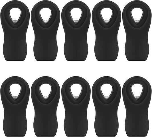 Magnetic Chip Clips, 10 Pack Plastic Bag Clips with Magnet, Black Snack Clips for Food Storage and Refrigerator