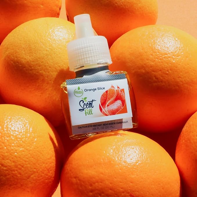 Scent Fill Orange Slice Plug in Air Freshener, 4 Scented Oil Refills