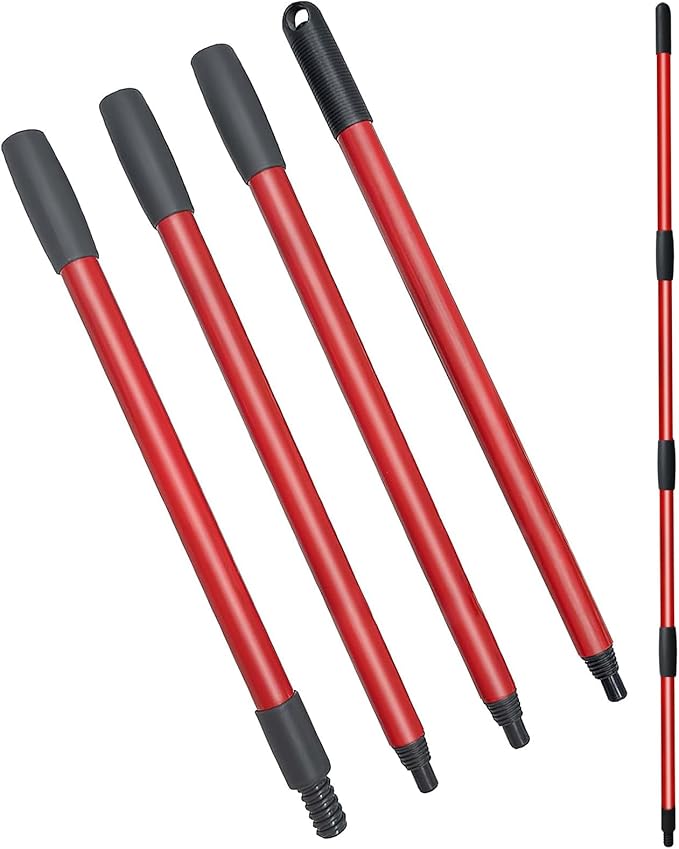 O-Cedar Spin Mop Replacement Handle - 4 Section Compatible With Mop Refills & Brooms, 30" - 58" American Threaded Joint End