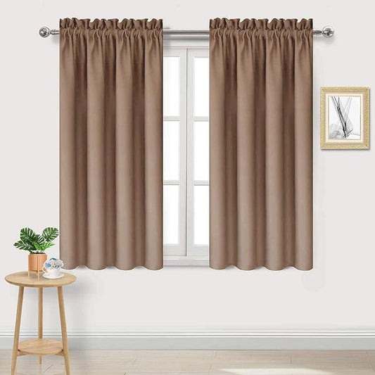 DWCN Blackout Curtains Room Darkening Thermal Insulated Bedroom Curtains Window Curtain Panels, 38 x 54 inches Long, Set of 2 Khaki Rod Pocket Drapes