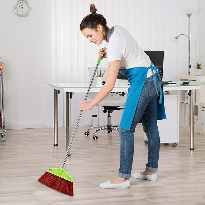 Lasnten 8 Pack Heavy Duty Broom Commercial Set with 49" Stainless Steel Detachable Handle Indoor and Outdoor Floor Brooms for Home, Garage, Kitchen, School, Office, Patio Cleaning