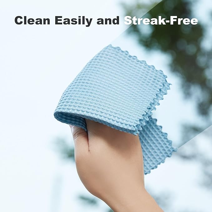 JOYMOOP Microfiber Cleaning Cloth, Reusable Absorbent Microfiber Cleaning Cloths, Kitchen Dish Cloth Waffle Weave 5 Pack, Mixed Color, 9.8×9.8inch