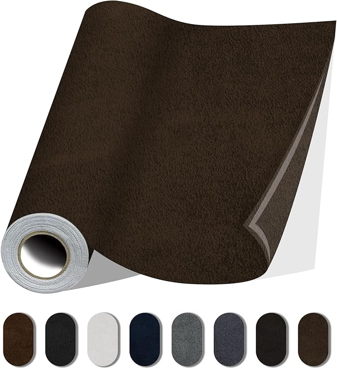 Fabric Repair Patches, 35X79 Inch Self-Adhesive Suede Patches Tape Durable, DIY Large Fabric Repair for Sofa, Couches, Furniture, Chair, Clothing （35X79 Inch, Dark Brown）