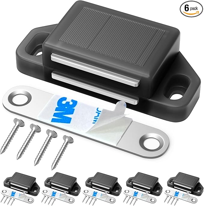 Cabinet Magnetic Catch Door Latch 30LB for Kitchen Drawer Magnets to Stay Closed Magnetic Catch Closet for Drawer（Black 6 Pack）