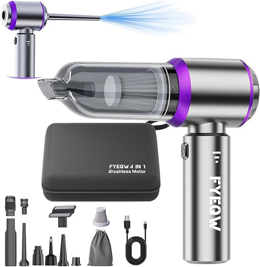 Mini Cordless Handheld Car Vacuum Cleaner/Air Duster/Blower/Hand Pump, 21000 PA High Power Brushless Motor, Portable Keyboard Vacuum Cleaner with Multi-Nozzles for Home, Office, Computer(Purple)