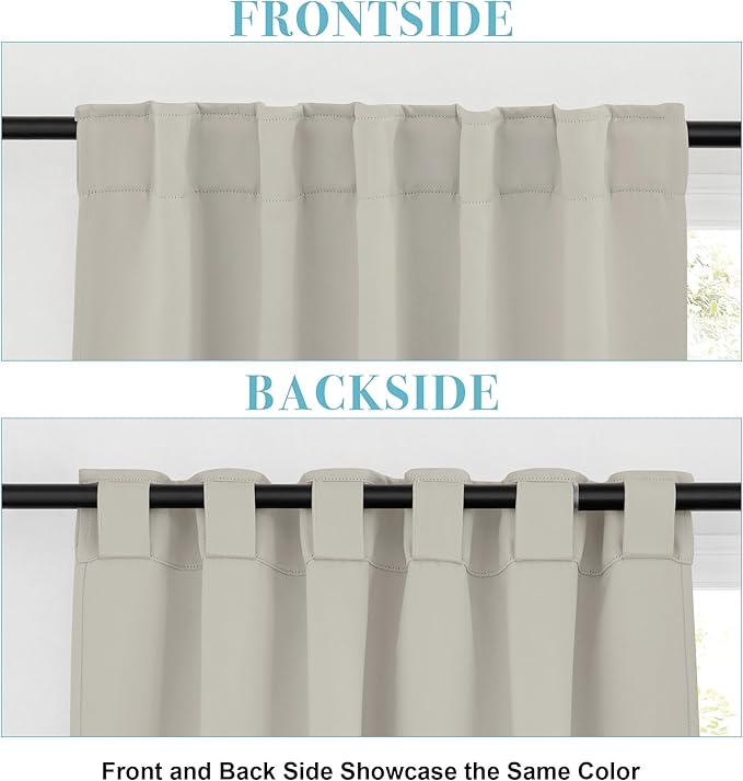 RYB HOME Blackout Curtains for Bedroom, Small Window Shades Thermal Insulating Privacy Drapes for Living Room Classroom Kitchen Bathroom Dining, Wide 42 x Long 36 inch, Natural 2 Panels