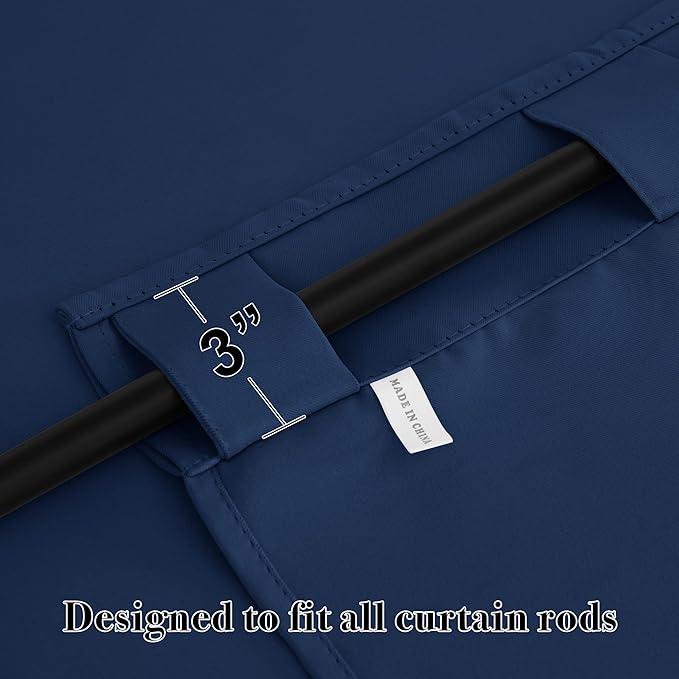 RYB HOME Small Window Curtains Blackout, Privacy Thermal Insulating Drapes for Bedroom Bathroom Basement Cafe Classroom Window Decor, W 34 x L 45 inches, Navy, 2 Panels