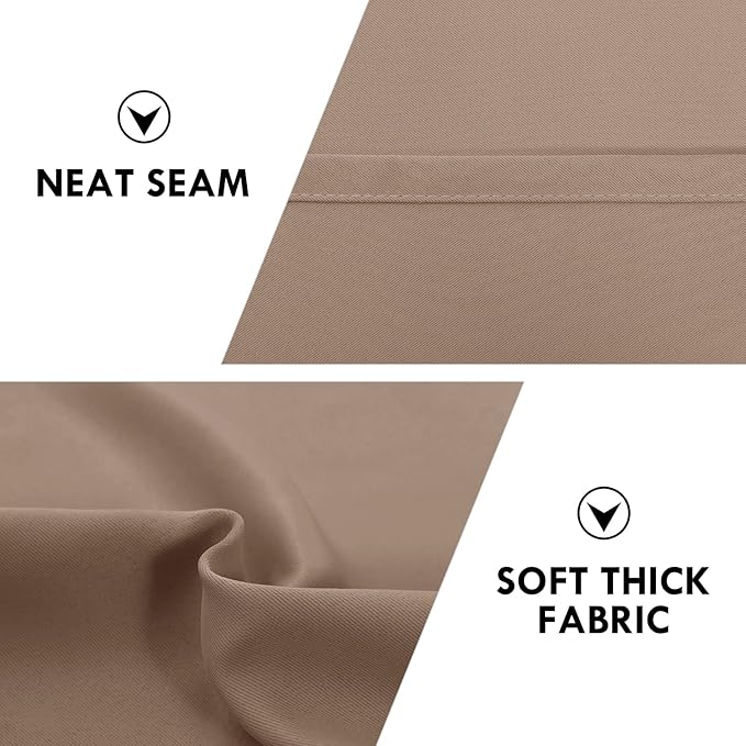DWCN Blackout Curtains Room Darkening Thermal Insulated Bedroom Curtains Window Curtain Panels, 38 x 45 inches Long, Set of 2 Khaki Rod Pocket Drapes