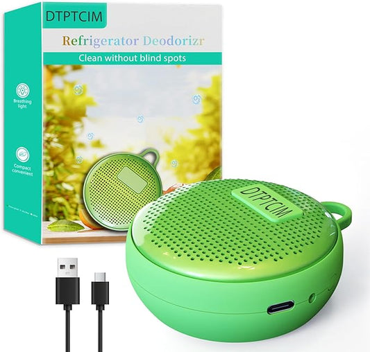 Refrigerator Deodorizer for Strong Odors,USB Charging Lasts 10+ Years Works in Cars Shoe Closets Pet Areas More Effective Than Traditional Deodorizers Green