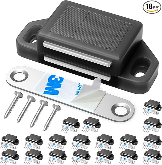 Cabinet Magnetic Catch Door Latch 30LB for Kitchen Drawer Magnets to Stay Closed Magnetic Catch Closet for Drawer（Black 18 Pack）