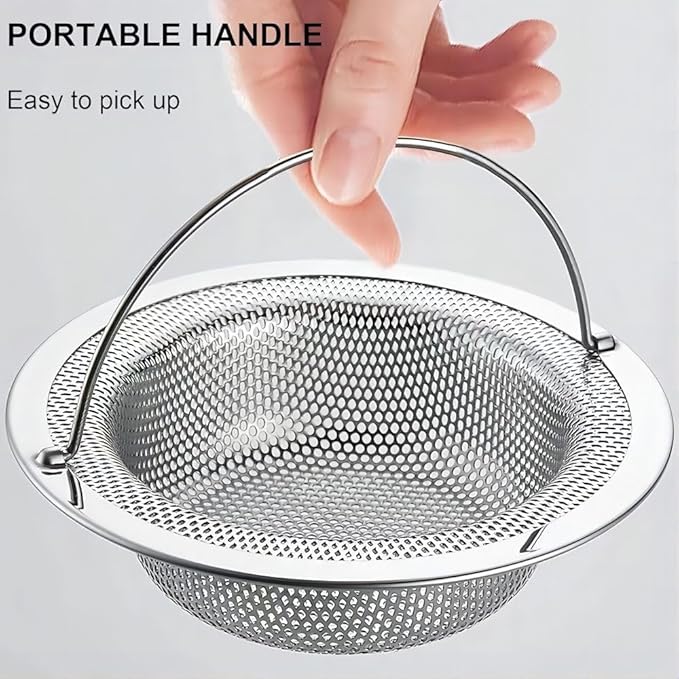 2 Pack Stainless Steel Sink Strainer Basket, Fine Mesh Drain Protector for Kitchen, Anti-Clog Rustproof Design, Dishwasher Safe Heavy Duty