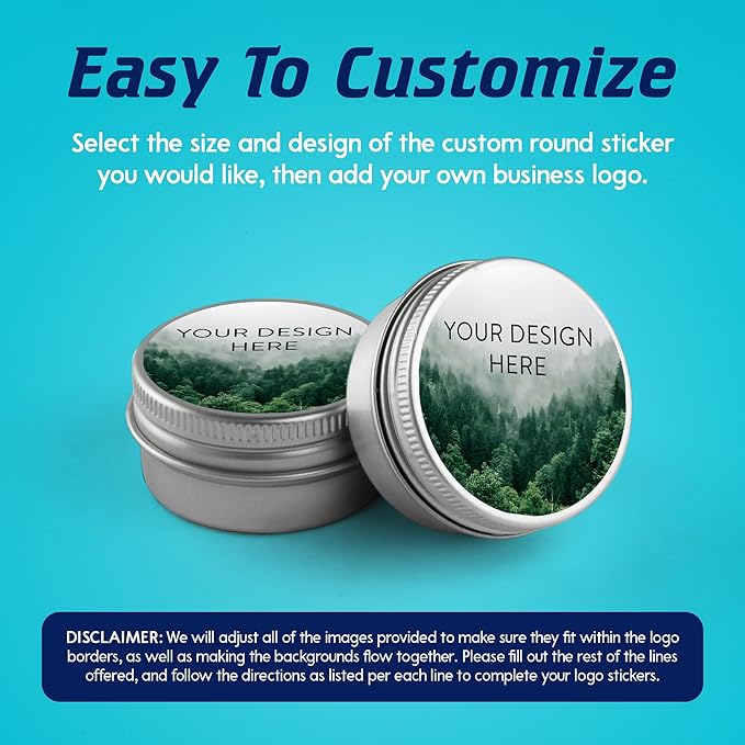 100 Custom Vinyl Stickers - Upload Your own Image, Text, Design, Logo - Personalized Logo Labels for Handmade, Packaging, Bottle, Jars, Candle, Brand Stickers (Foggy Valley, 3x3)