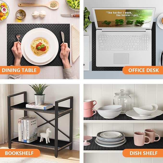 Shelf Liners for Kitchen Cabinets Refrigerator Liners Waterproof & Oil-Proof Kitchen Cupboard Liner Non-Slip Drawer Mats EVA Material Non Adhesive Fridge Liner for Shelves - Black 23.6 x 393.7 Inches