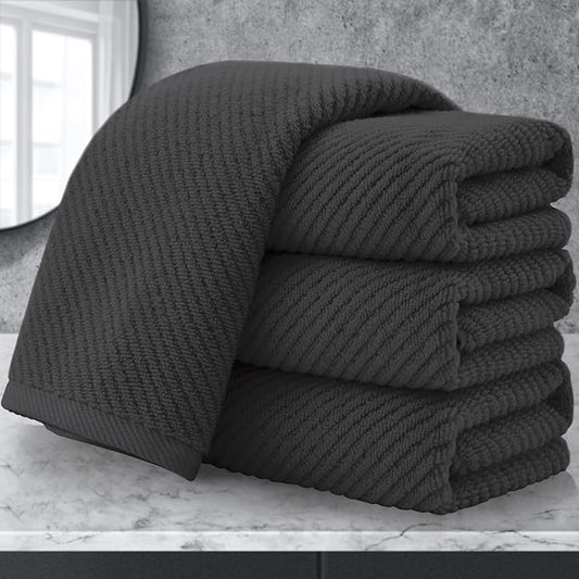 VOOVA & MOVAS Gray Hand Towels for Bathroom, Large 18" x 28" - 100% Cotton | Thick | Quick Dry | Lightweight | Absorbent | Soft, Hand Towels Set of 4, Bathroom Essentials, Dark Grey