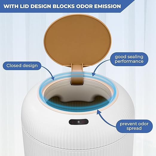 Pukomc Smart Sensor Wastebasket, Convenient and Hygienic Easy to Use, Technology Sensor Waterproof Wastebasket Plastic Trash can for Kitchen, Bathroom, Bedroom, Living Room, Office and Outdoor