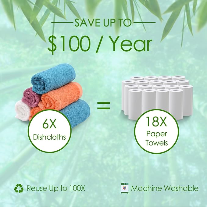 JEFFSUN Dish Cloths 12 Pack, 10x14 inch White Reusable Kitchen Washcloths, Plant Based Rayon, Soft & Scratch Free, Quick Dry, Odor Resistant