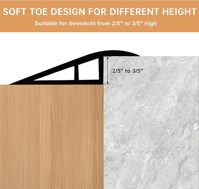 Vinyl Door Threshold Flooring Transition Strip Self Adhesive Carpet Edging Strip for Laminate Doorway Edge Threshold from 2/5" to 3/5" (Grayish Brown Wood Grain, 3.3 Ft)