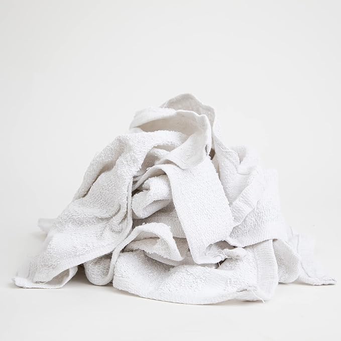 Arkwright W11 Terry Cloth Towels for Cleaning - Soft Cotton Blend Washable Multi-Purpose Bar Mop, Absorbent & Quick Dry, Bulk Box of Rags for Kitchen, Auto Shop, and Garage, 50 lb, White