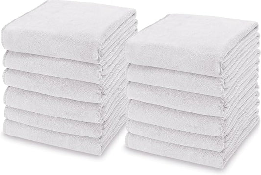 kimteny 13x28 Inches Kitchen Cloth Dish Towels, 400 GSM Premium Dishcloths, Super Absorbent Coral Velvet Microfiber Cleaning Cloths, Fast Drying Rags for Washing Dishes (12 Pack, White)