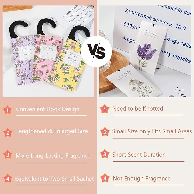 ROSE COTTAGE Large 12 Packs Fresh Linen Hanging Closet Deodorizer Air Freshener Long Lasting Scented Sachets Smell Goods for House
