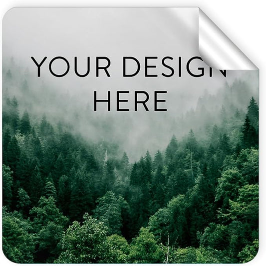 100 Custom Vinyl Stickers - Upload Your own Image, Text, Design, Logo - Personalized Logo Labels for Handmade, Packaging, Bottle, Jars, Candle, Brand Stickers (Foggy Valley, 3x3 Square)