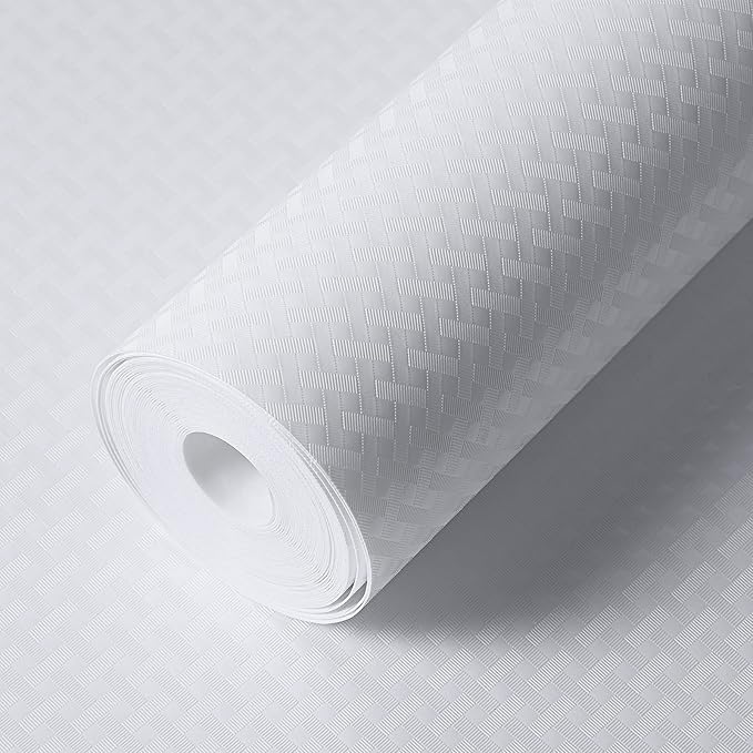 Shelf Liners for Kitchen Cabinets Refrigerator Liners Waterproof Kitchen Cupboard Liner Non-Slip Drawer Mats EVA Material Non Adhesive Fridge Liner for Shelves - White 17.5 x 236.2 Inches x 2 Rolls