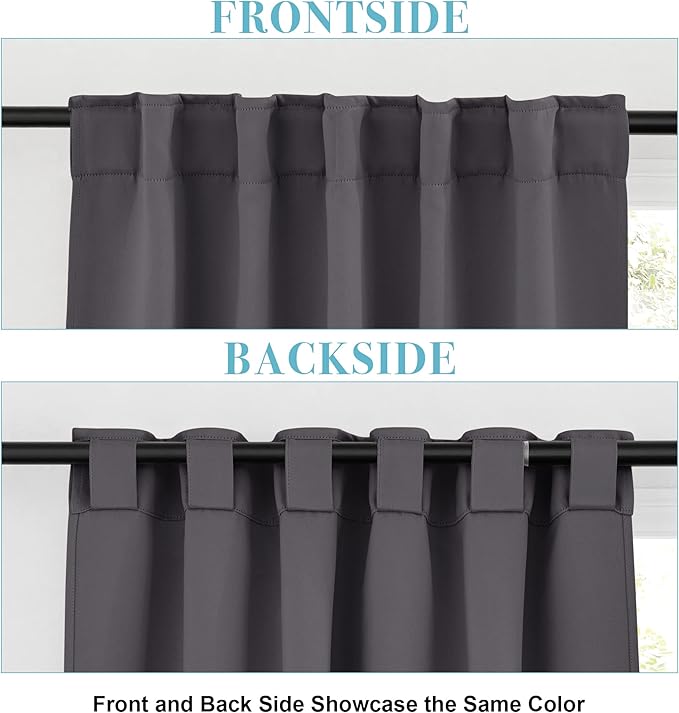 RYB HOME Small Window Curtains - Blackout Insualting Privacy Curtains for Kids Bedroom Kitchen Bathroom Basement Cafe Cabinet Tiers Drapes, 34 Width x 30 Length, 2 Panels, Grey