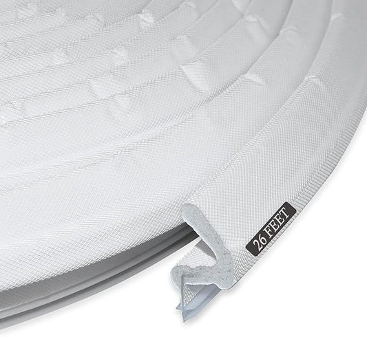 Kerf Weather Stripping Door Seal Strip 26 Ft Q Foam Door Weatherstrip Seal with Slot Card Slot Installation, Easy Cut to Size (White)